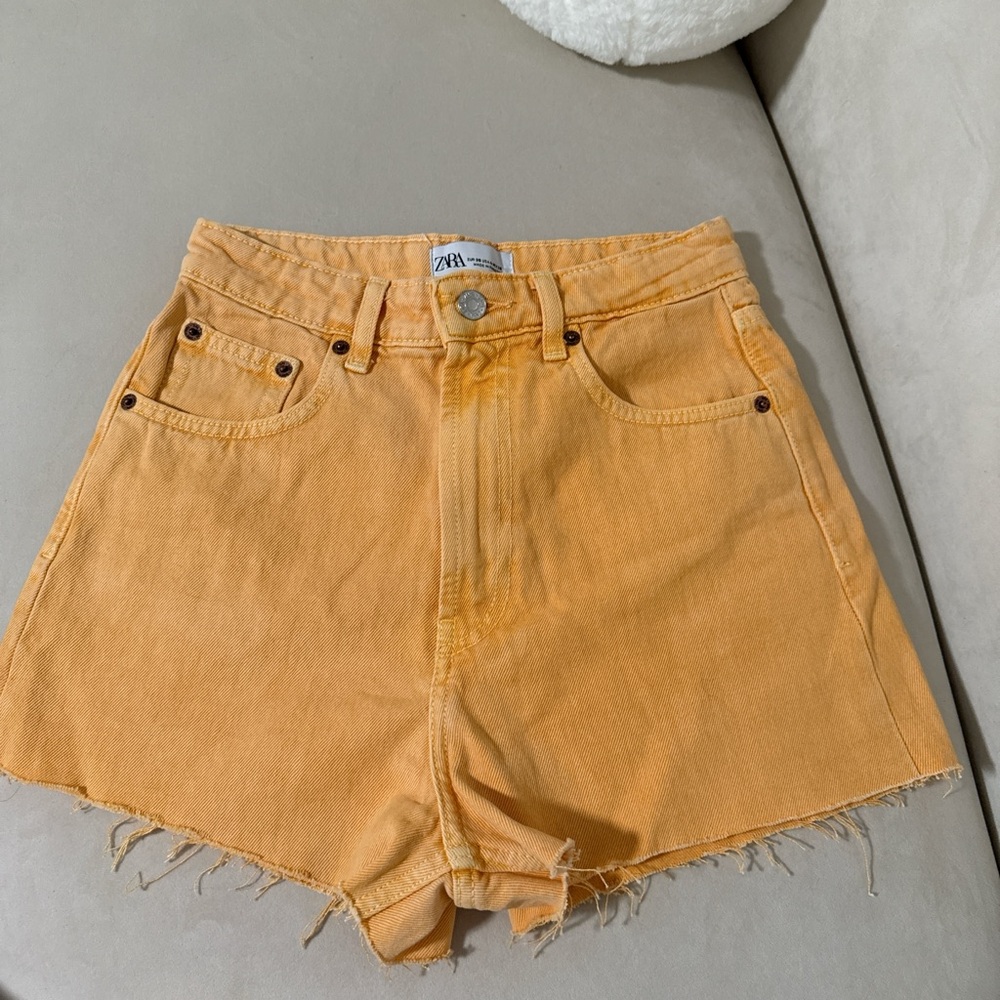 Zara Women's High Waist Mustard Shorts